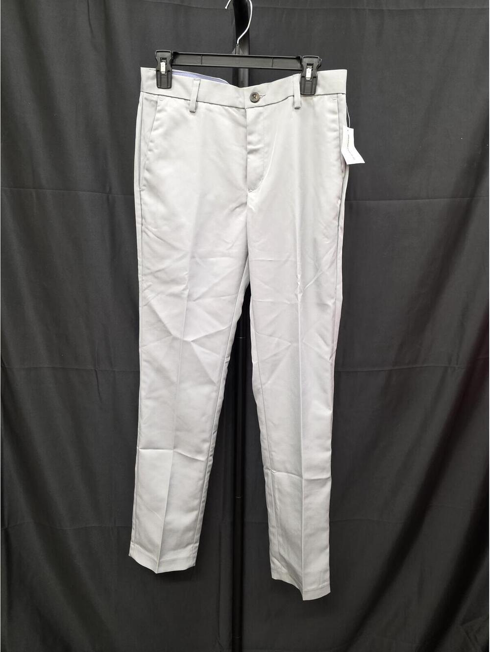 AMAZON ESSENTIALS MEN’S SLIM FIT FLAT FRONT DRESS PANTS LIGHT GREY 29X30